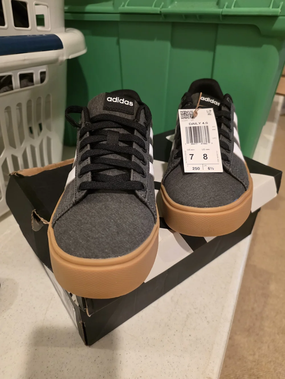 Adidas Daiky 4.0 Charcoal and White Low-Top Sneakers - New